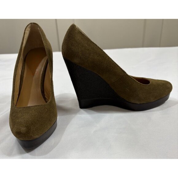 Michael Kors Womens Green Suede Leather Wedge Heels Size 6 - Picture 2 of 8